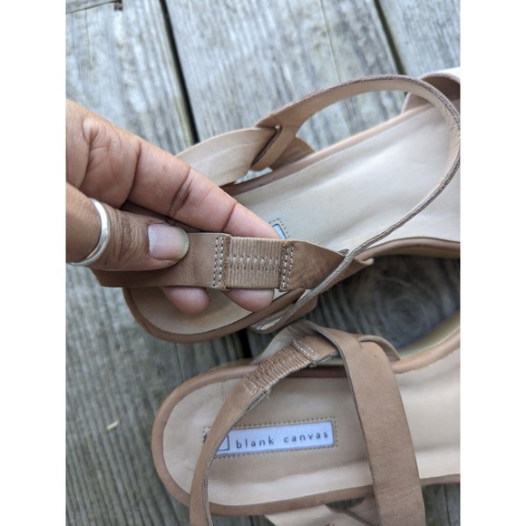 Blank Canvas Made in Brazil Tan Suede Platform Wooden Sandals Women Size 11 - Picture 6 of 8